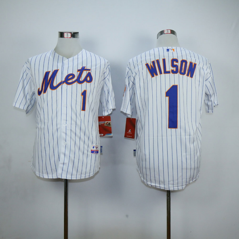 Men New York Mets #1 Wilson White MLB Jerseys->new york mets->MLB Jersey